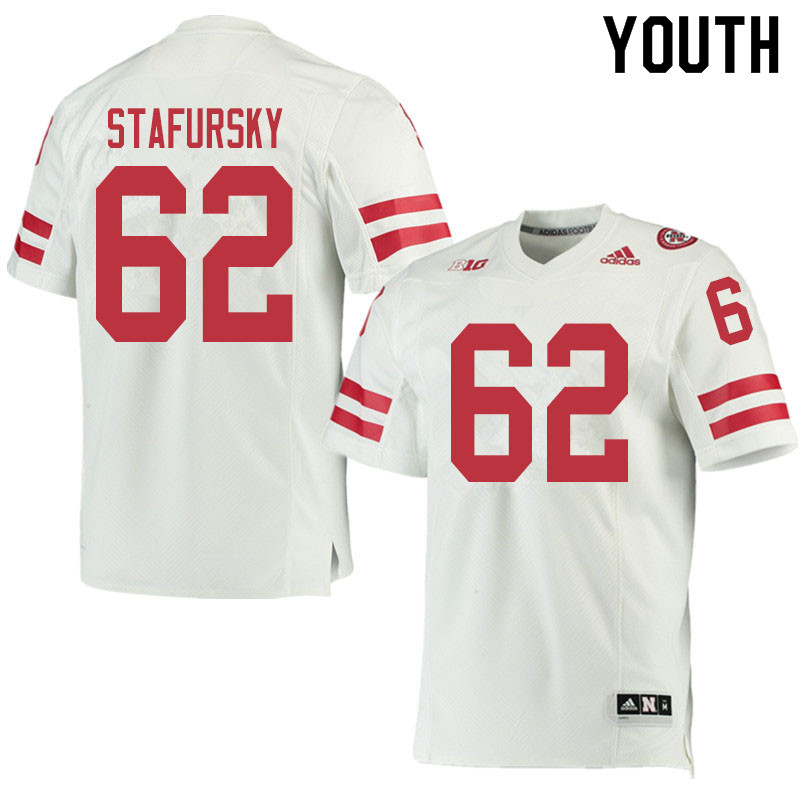 Youth #62 Noah Stafursky Nebraska Cornhuskers College Football Jerseys Sale-White